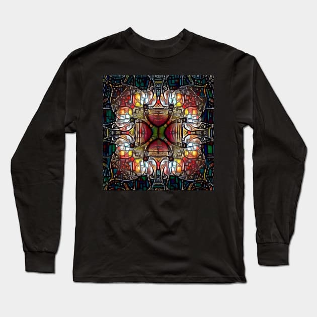 Stained Glass Fractal Long Sleeve T-Shirt by Mistywisp
